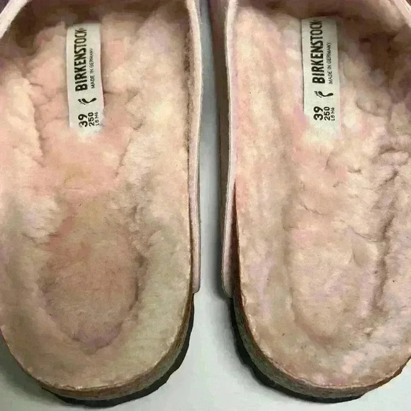 Birkenstock Arizona Microfiber Shearling Sandals Desert Dust Light Rose Sz 39 - Picture 5 of 10